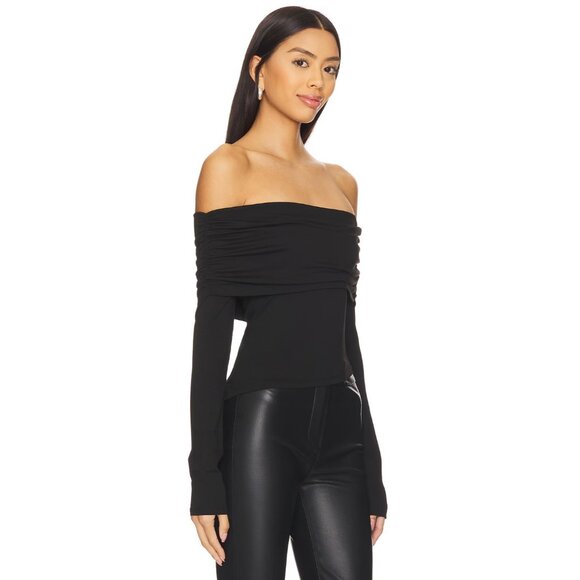 MORE TO COME Andrea Off Shoulder Top in Black - Picture 2 of 4